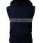 OEM new design cotton plain mens custom sleeveless hoodie with pocket