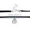 Velvet Suede Double Layer Halloween Choker Necklace Antique Silver Black Pumpkin 33.5cm Long