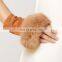 Women's Genuine Suede Leather Fingerless Gloves With Rabbit Fur Trim
