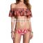 2017 printing sexy bikini for young girl 2 pieces fancy set