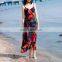 women clothing 2017 floral print swimwear waist tight summer cotton and linen beach wear Hawaii maxi boho style slip dress