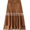 Customized Latest Design High-Low Raw Hem Irregular Splice Corduroy Long Skirt For Women