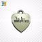 custom logos on cheap price heart shape zinc alloy metal charm pendant with love logos on it