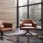 Modern medium back leisure leather armrest visitor coffee chair