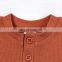 100% Organic Cotton Rib Elastic Knitted Baby Sleeve Bodysuit Romper