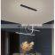 Nordic light luxury restaurant light net red ins new black gold ring combination shape LED eye protection chandelier