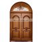 China manufacturer modern solid wood double exterior entry door wooden round top front door