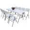 portable outdoor furniture white round rectangular plastic banquet catering dining bbq camping picnic folding table