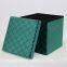 Foldable storage pressed velvet ottoman-Green