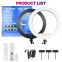 22 inch photographic rechargeable 3 phone holders custom selfie video 22inch led RGB ring fill light lamp with tripod stand