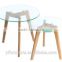 European Style Wood Leg Glass Tea Table Design Coffee Table Modern