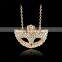 Fashion Mysterious Mask Gold Plated Rhinestone Pendant Necklace Long Chain for Women Jewelry Gifts