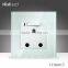 2015 China New Products Wallpad Luxury White Crystal Glass 1 Gang 3 Pin 15A With LED UK Outlet Wall Light Electric Switch Socket