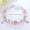 2016 fashion pink alloy glass bracelet