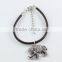 2015 china fashion jewelry new product brown leather big elephant pendant bracelet