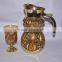 arabic style glass drinking jug set golden plating