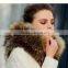 2016/2017 Newest Design Genuine Featured Net Knit Raccoon Fur Scarf for Yong Women Jackets Big Fur Neckwear Shawl