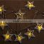 Battery Operated Warm White Christmas Wooden Star LED decorative String Light