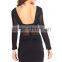 Black Mesh Women Inserts Sexy Woman Long Sleeves Bodycon Night Club Dress PW-LC21149