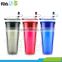 Promotional 24 oz double wall plastic Snack Attack Tumbler drinking cup With Stuffer and straw