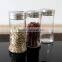 glass condiment salt holder with stainless steel caps
