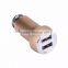 Portable 2.4A Dual USB Stainless Steel Universal Car Charger for Smartphone and Tablet