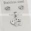 Fashion Mens Stainless Steel Animal Earring Hollow Elephant Pendant Necklace Jewelry Set