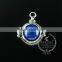 22mm round setting silver platd steam punk blue,orange,green,purple,sky blue and champage ceramic DIY pendant charm 1830068