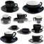 Beautiful China Black Color Glazed Logo Decal Artwork Design Printable Coffee Tea Cups and Saucers Sets