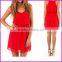 2015 New Women Summer Dress Black Red Double Strap Chiffon Dress Sexy V-neck Skirt Sleeveless Dress XS-XXL