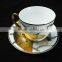Fine china electric porcelain tea cup and saucer set golden printing cup and saucer cheap