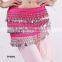 Chiffon 3 layers of coins belly dance hip belt belly dance hip scarf with coins