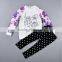 Wholesale baby girls hoodies set long sleeve o neck hoodie and pants for 2-6 years baby