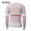 Women two-tone striped cotton cardigan with long sleeves, button closure front