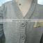 Custom Children Kids Heather Grey V-neck Button up Plain Knit Cardigan