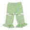 100% Cotton Knit Strip Fabric Single Ruffle Capri Pants