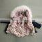 Myfur Cute Girls Pink Raccoon Fur Hooded Fox Fur Lining Cotton Waterproof Parka Jackets for Kids