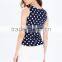 2015 Newest Style Dot Print Blouse Sleeveless Knot Front Chiffon Blouse