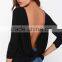 2015 Fashion Lady Long Sleeve Twist Back High Neck Backless Blouse