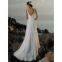 V-neckline custom made bridal wedding gown