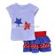 Kids Summer Boutique Clothes 4th of July Baby Short Sleeve T-shirt And Ruffle Stripe Capri