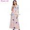 Women Cold Shoulder Floral Print Maxi Dress Fashion Half Sleeve Front Slit Casual Prom Party Club Boho Dresses