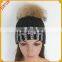 Jsfur Wholesale Rhinestone Fur Pom Pon Hat Knitted For Winter