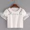 High Quality Branch Embroidered Crop T-shirt Fashion Design Women Short Sleeve Top C13015