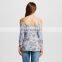 Custom design latest blouse styles off shoulder fashion lady blouse