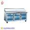 Stainless steel Glass 2-Doors Work table chiller for commercial use