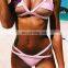 Empty hole sexy black high waisted swimsuit bikini set sexy solid Brazilian bikini for women Push-up bathing suit summer