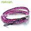 Topearl Jewelry 2016 Popular Potato Shape Rosy Freshwater Pearl Bracelet Woven Leather Wrap New Models Bracelets CLL163