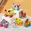 Solid Wood Animal Bell Car Toy for Boys Girls Hand-Pull Traction Rope Cute Style for Toddler Training Hand-Eye Coordination