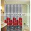 Red and gray blocks printed 100% polyester shower curtain for hotel, family, waterproof bath curtain